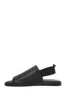 Women's Black Elastic Back Leather Sandals | Derimod