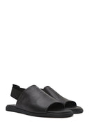 Women's Black Elastic Back Leather Sandals | Derimod