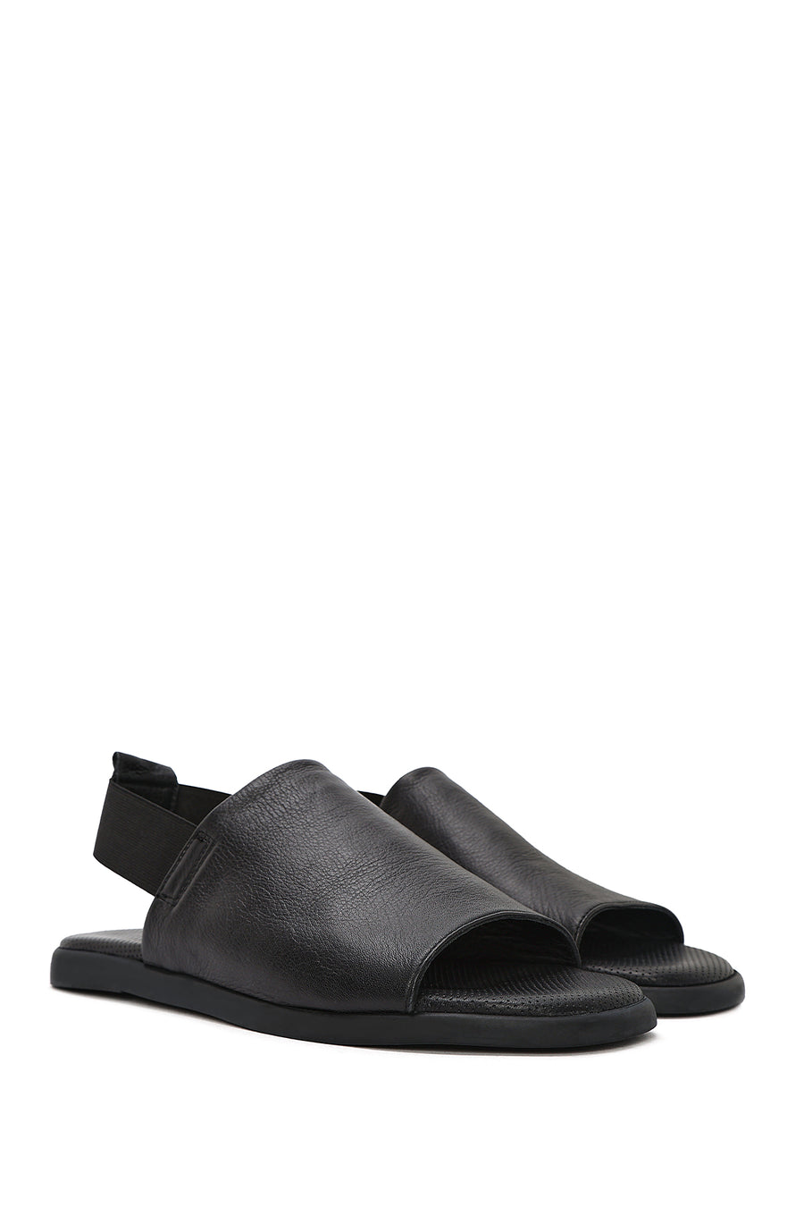 Women's Black Elastic Back Leather Sandals