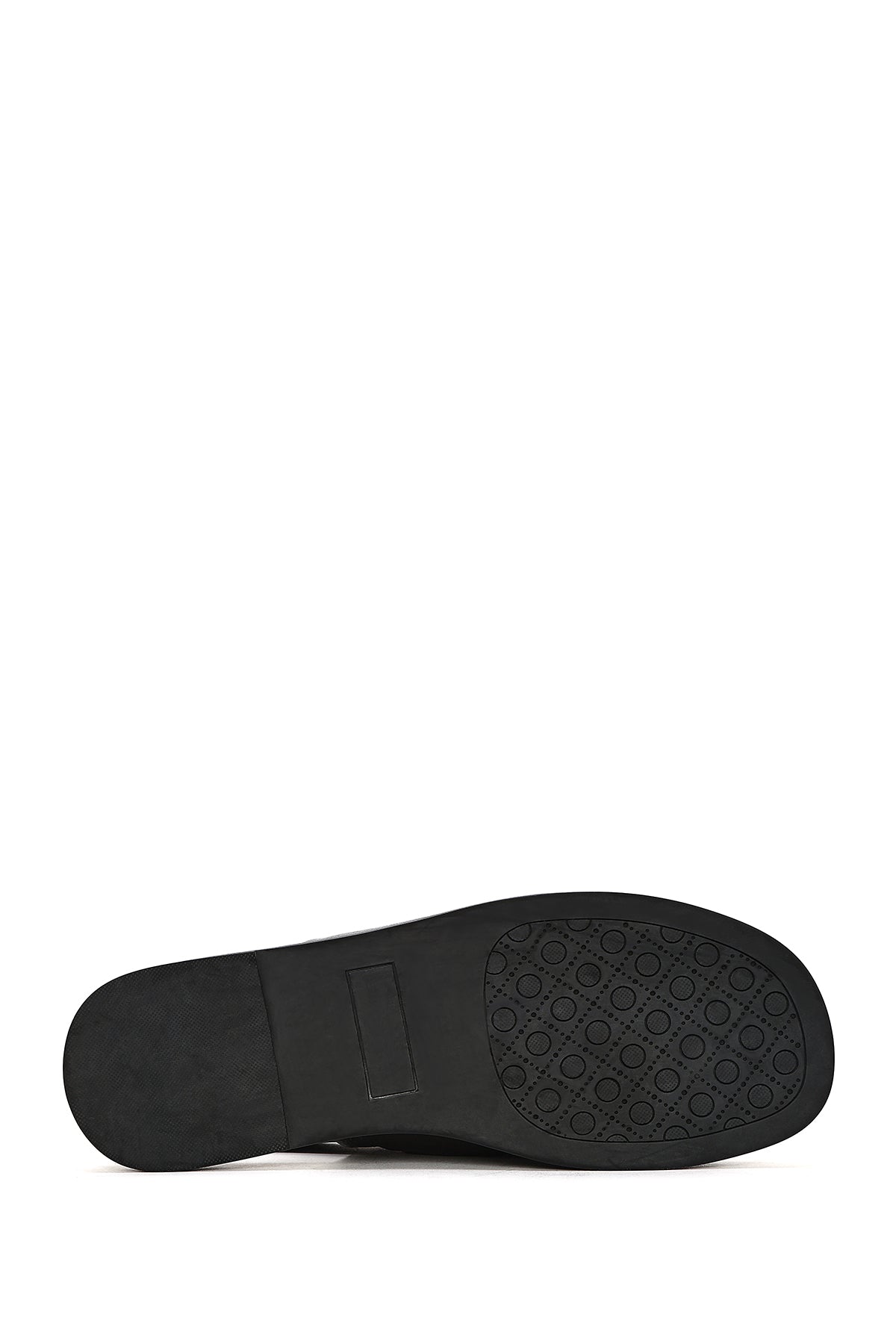 Kadın Siyah Arkası Lastikli Deri Sandalet