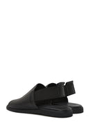 Women's Black Elastic Back Leather Sandals | Derimod