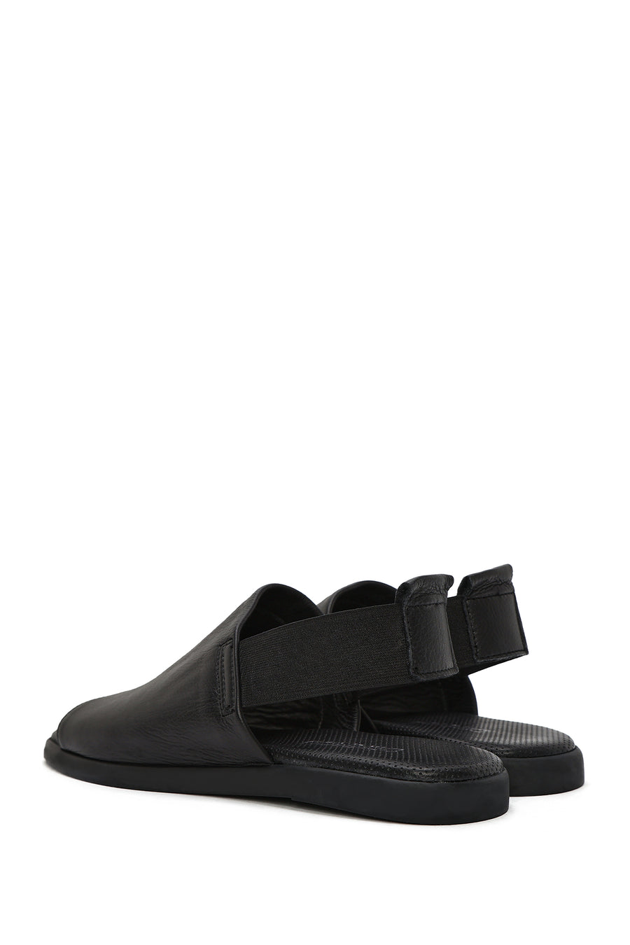 Women's Black Elastic Back Leather Sandals
