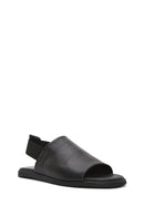 Women's Black Elastic Back Leather Sandals | Derimod