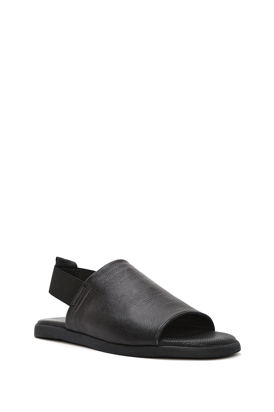 Women's Black Elastic Back Leather Sandals