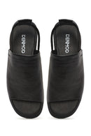 Women's Black Elastic Back Leather Sandals | Derimod