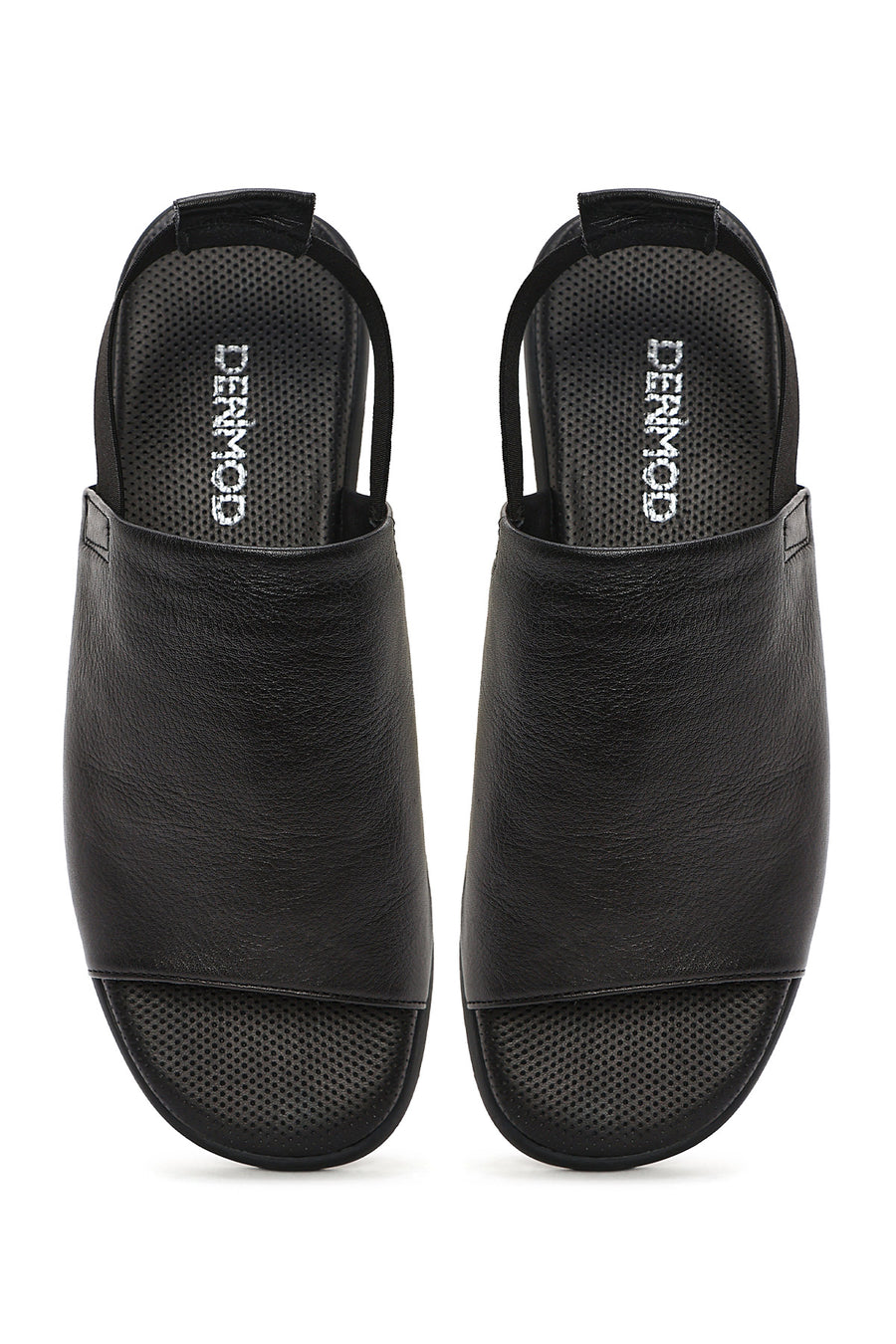 Women's Black Elastic Back Leather Sandals