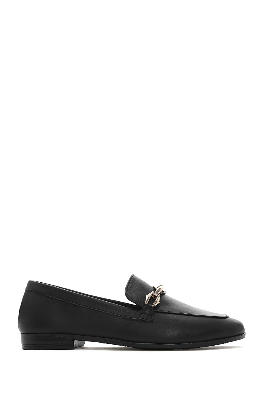 Kadın Siyah Tokalı Deri Loafer 25SFD351518 | Derimod