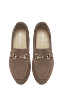 Kadın Vizon Tokalı Süet Deri Loafer | Derimod