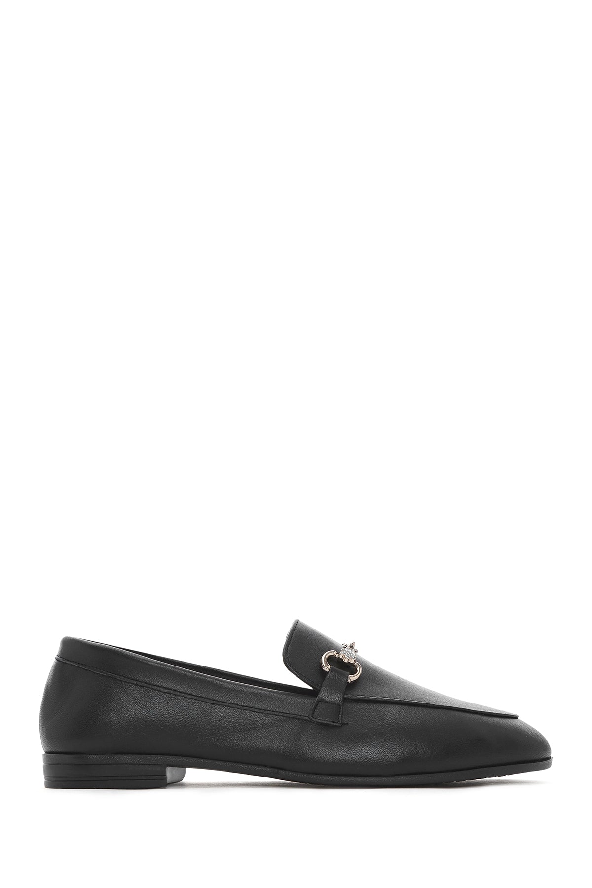 
Women's Black Buckled Leather Loafer
 25SFD351618 | Derimod