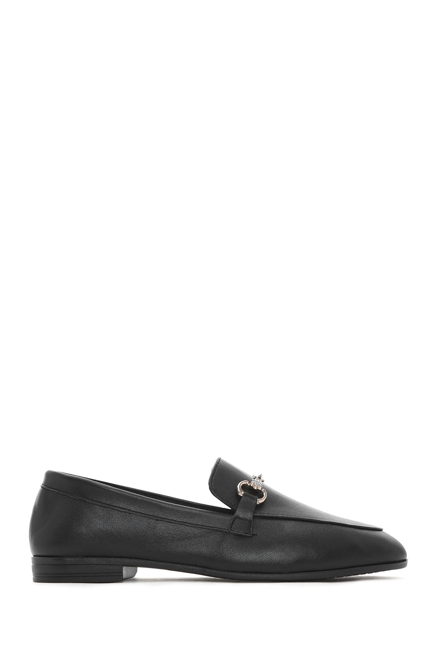 Kadın Siyah Tokalı Deri Loafer 25SFD351618 | Derimod