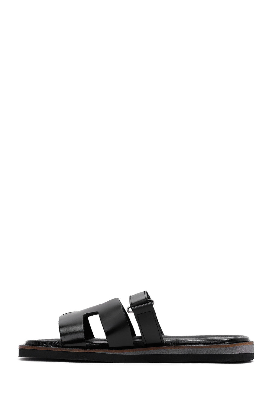 Women's Black Leather Slippers