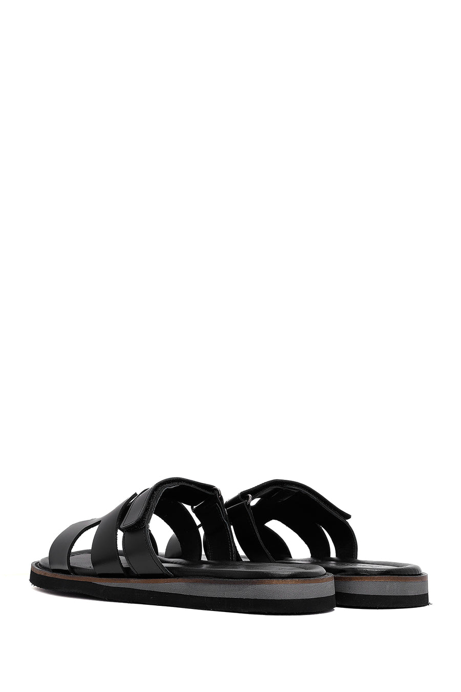 Women's Black Leather Slippers