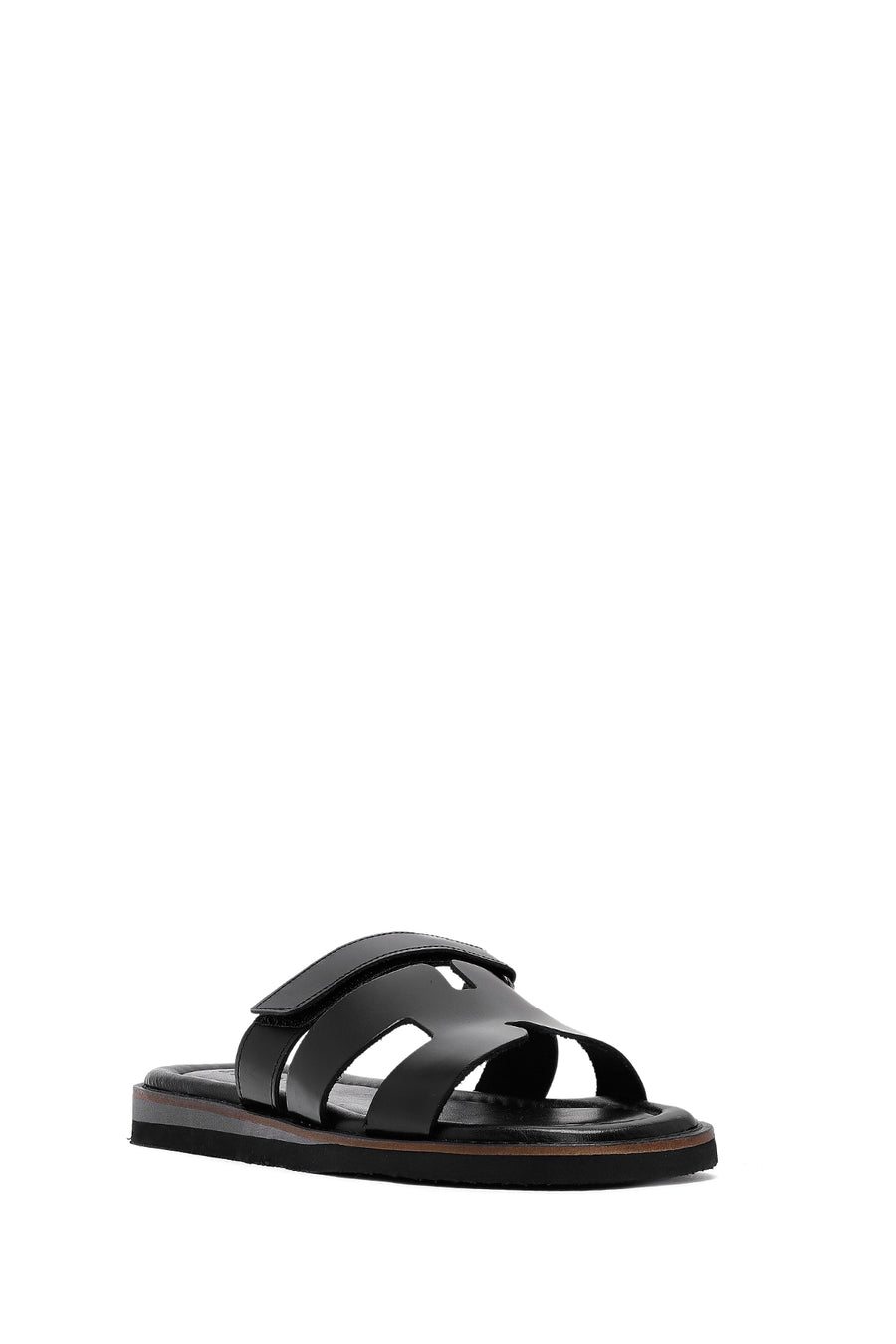 Women's Black Leather Slippers