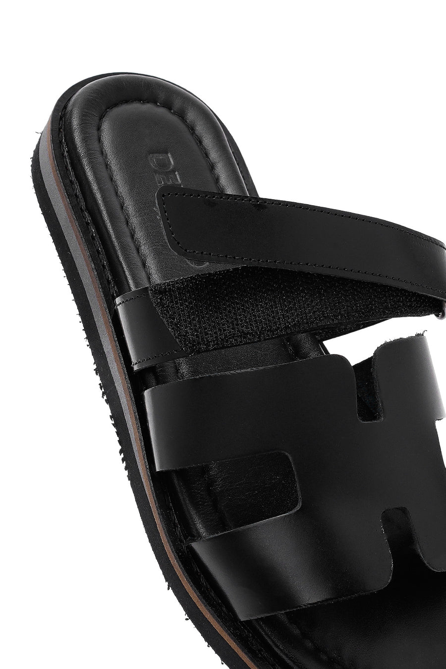 Women's Black Leather Slippers