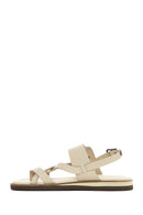 Kadın Bej Bilekten Bantlı Parmak Arası Deri Sandalet | Derimod