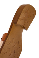 Women's Tan Buckle Leather Slippers | Derimod