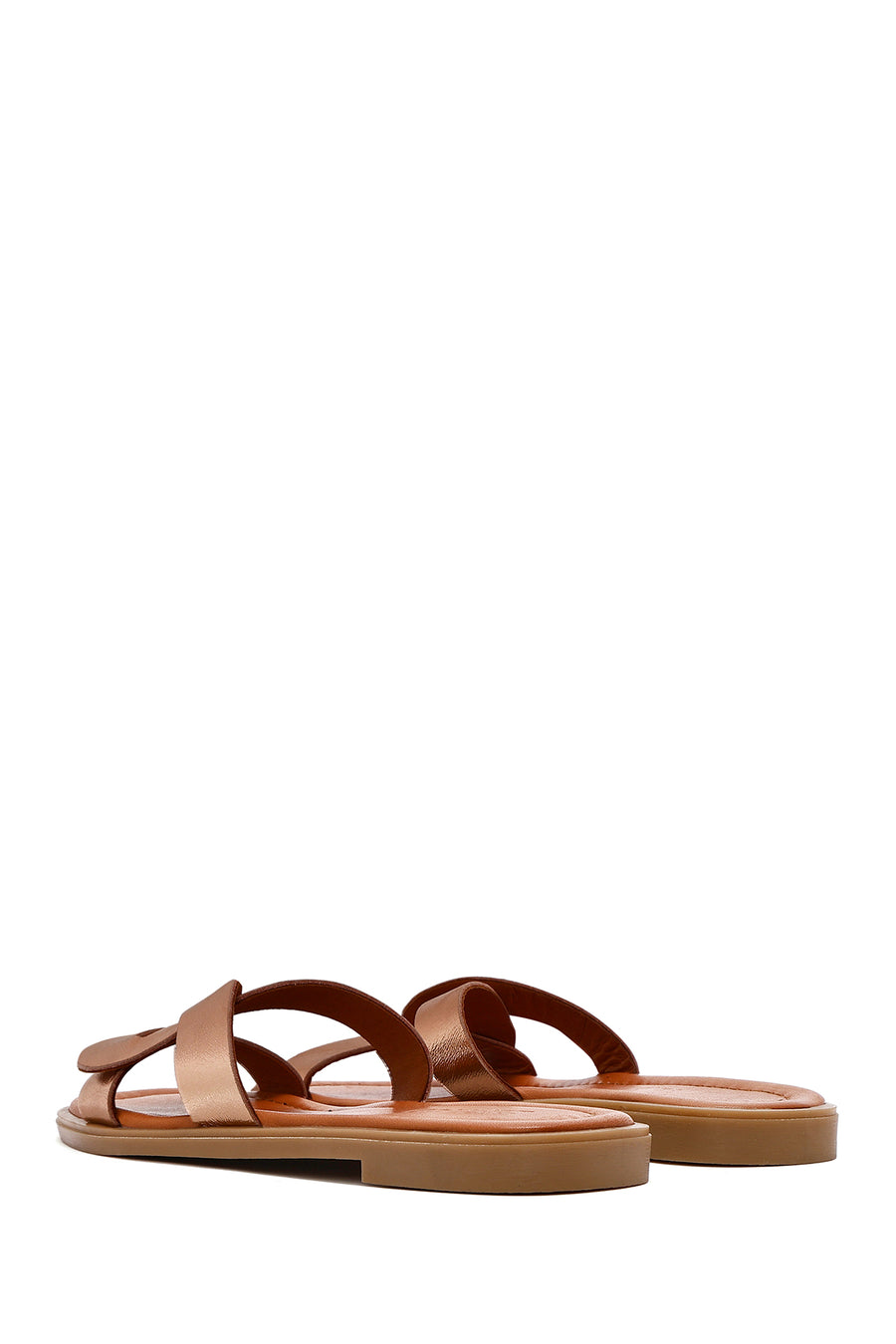 Women's Gold Metallic Leather Slippers