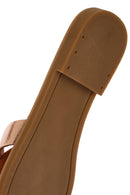 Women's Gold Metallic Leather Slippers | Derimod