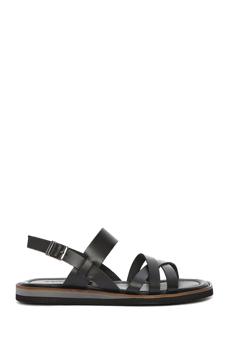 Women's Black Leather Ankle Buckle Sandals 25SFD361818 | Derimod