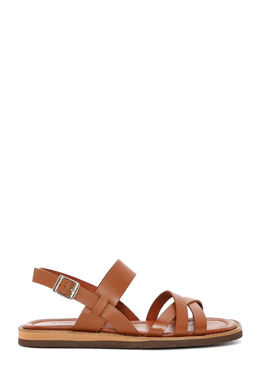 Women's Brown Ankle Buckle Leather Sandals 25SFD361818 | Derimod