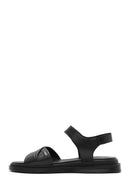 Women's Black Strappy Leather Sandals | Derimod