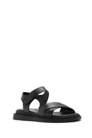 Women's Black Strappy Leather Sandals | Derimod