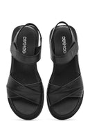 Women's Black Strappy Leather Sandals | Derimod