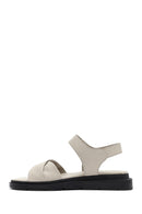 Kadın Gri Bantlı Deri Sandalet | Derimod