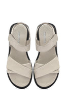 Kadın Gri Bantlı Deri Sandalet | Derimod