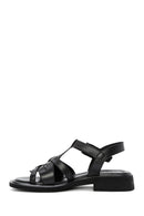 Women's Black Leather Ankle Buckle Sandals | Derimod