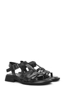 Women's Black Leather Ankle Buckle Sandals | Derimod