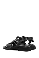 Women's Black Leather Ankle Buckle Sandals | Derimod