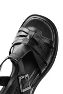 Women's Black Leather Ankle Buckle Sandals | Derimod