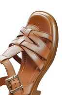 Women's Tan Leather Ankle Buckle Sandals | Derimod