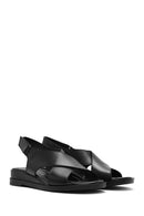Women's Black Strappy Leather Sandals | Derimod