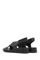 Women's Black Strappy Leather Sandals | Derimod