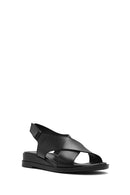 Women's Black Strappy Leather Sandals | Derimod