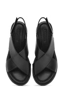 Women's Black Strappy Leather Sandals | Derimod