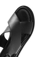 Women's Black Strappy Leather Sandals | Derimod