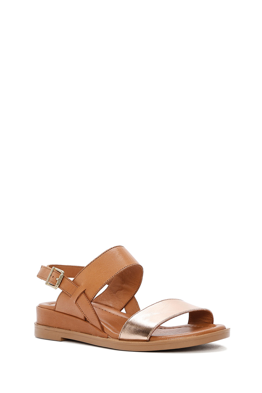 Women's Tan Leather Ankle Buckle Sandals