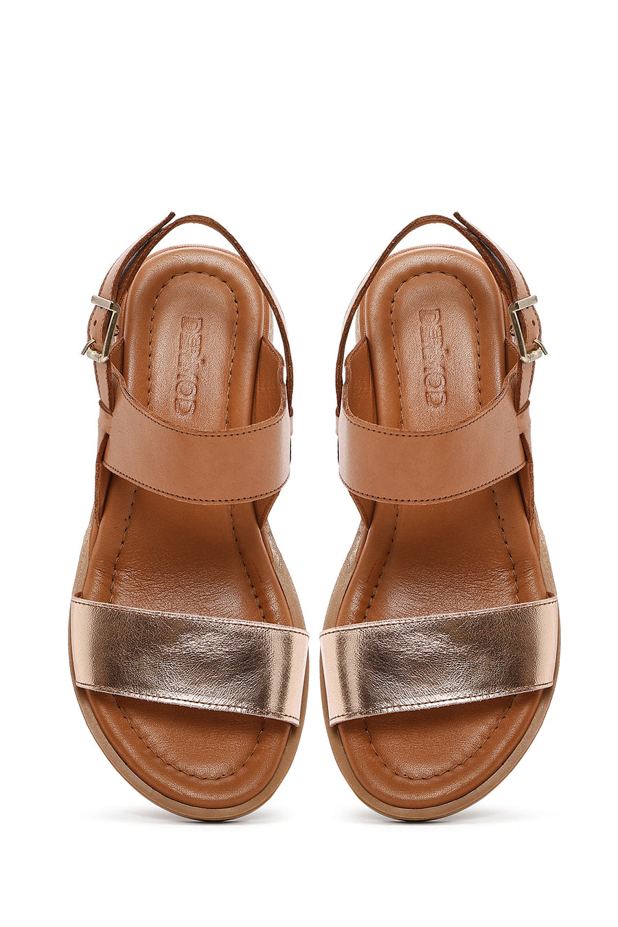 Women's Tan Leather Ankle Buckle Sandals