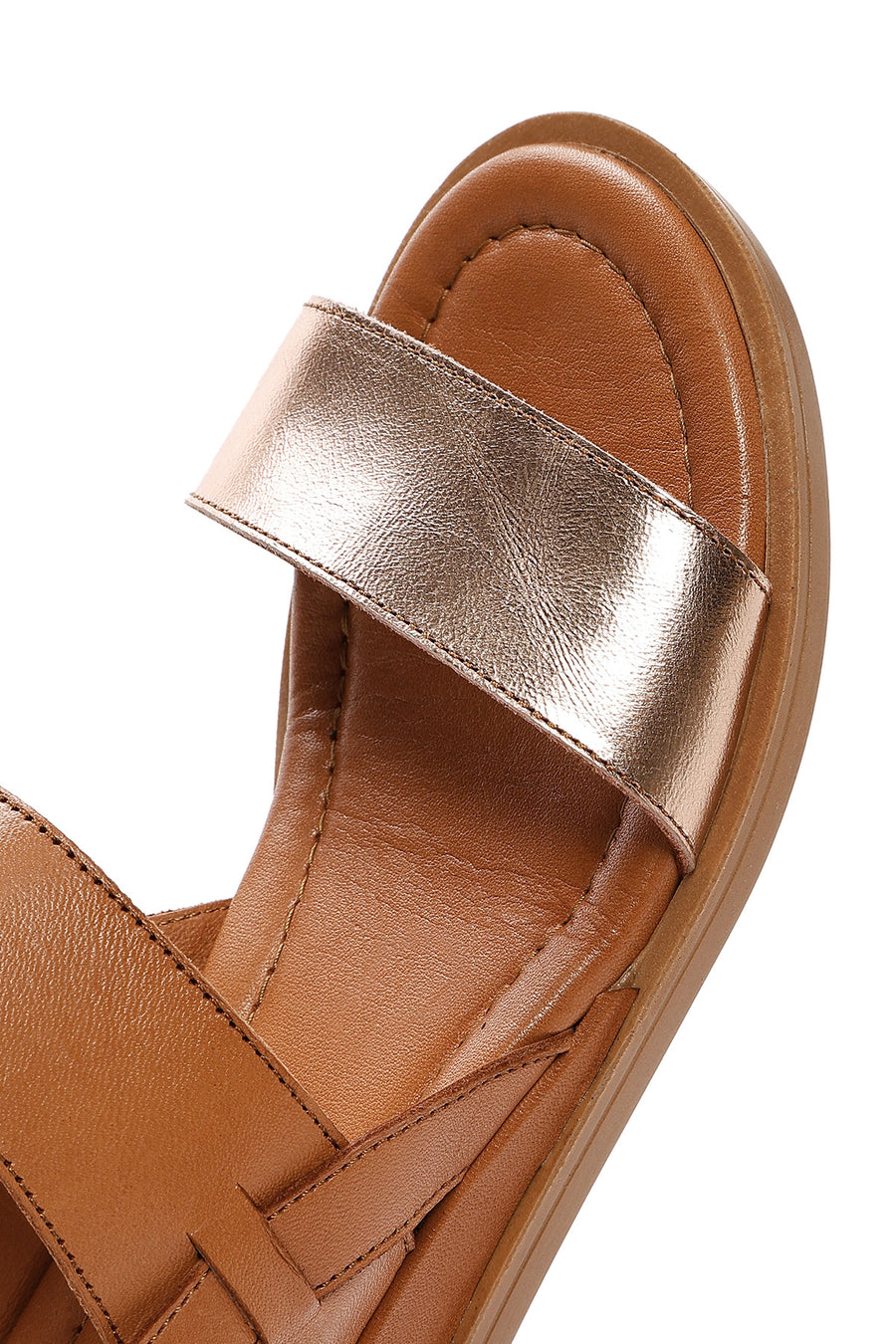 Women's Tan Leather Ankle Buckle Sandals