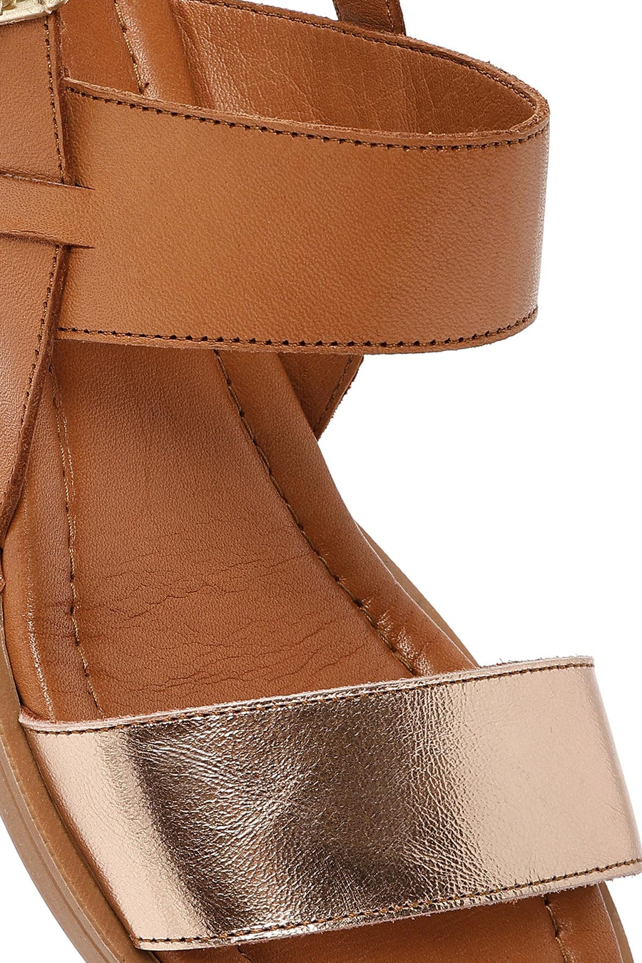 Women's Tan Leather Ankle Buckle Sandals