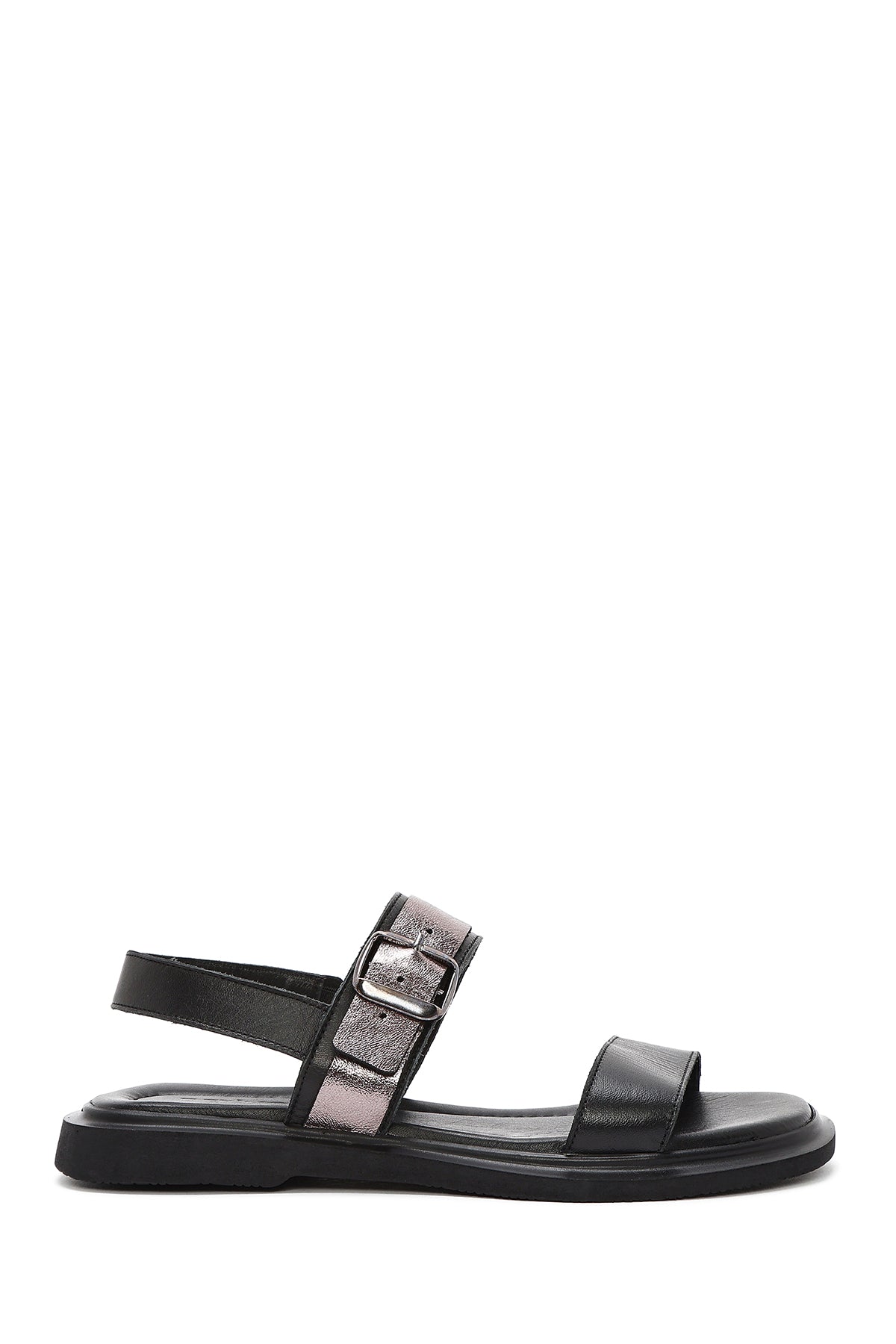 Women's Black Buckled Leather Sandals 25SFD363014 | Derimod