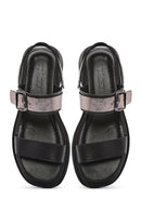 Women's Black Buckled Leather Sandals | Derimod