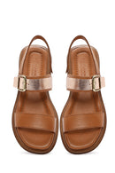 Kadın Taba Tokalı Deri Sandalet | Derimod