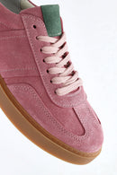 Kadın Pembe Bağcıklı Süet Deri Sneaker | Derimod