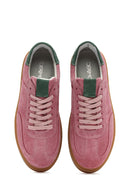 Kadın Pembe Bağcıklı Süet Deri Sneaker | Derimod