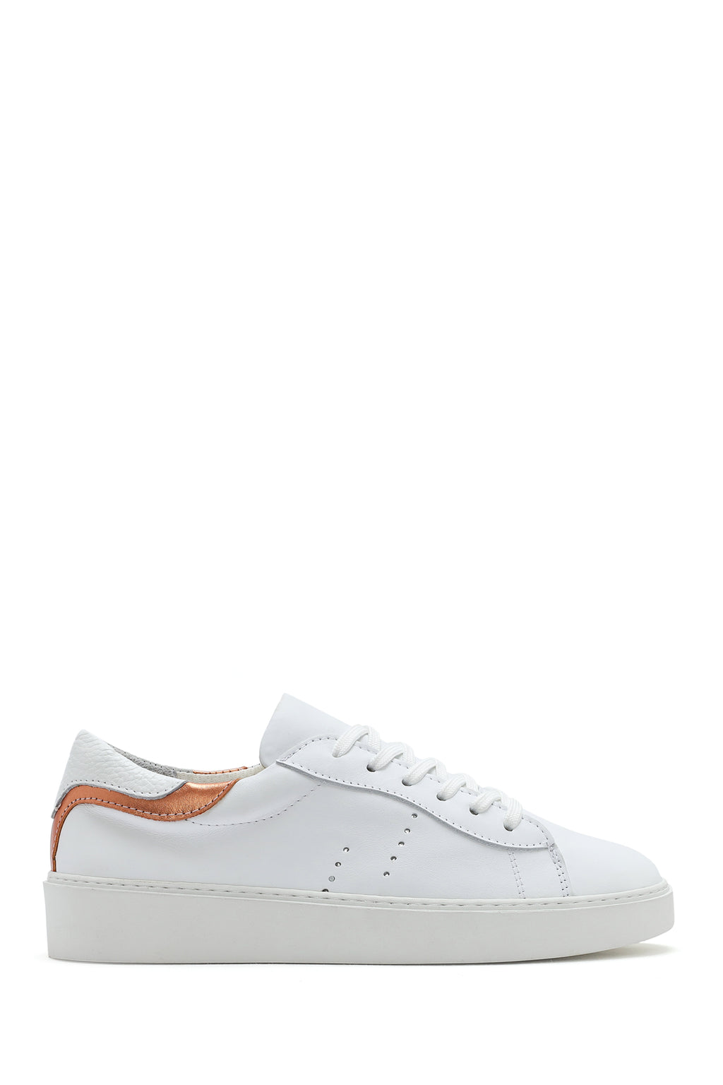 Kadın Beyaz Bağcıklı Deri Sneaker