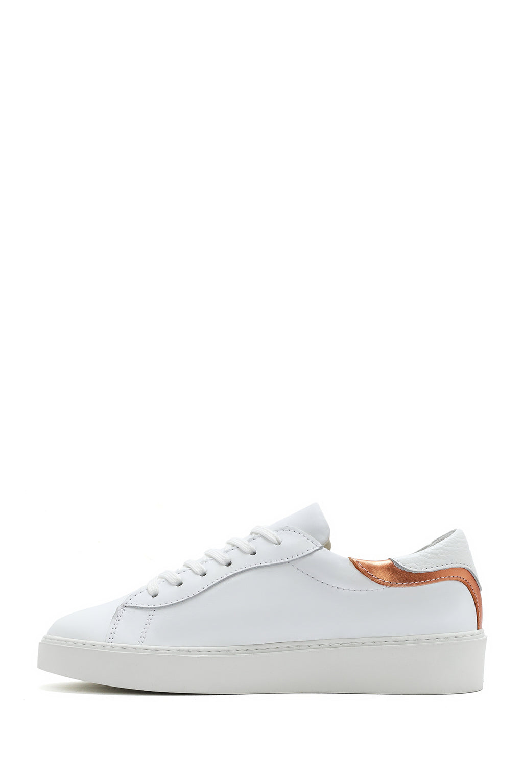 Kadın Beyaz Bağcıklı Deri Sneaker